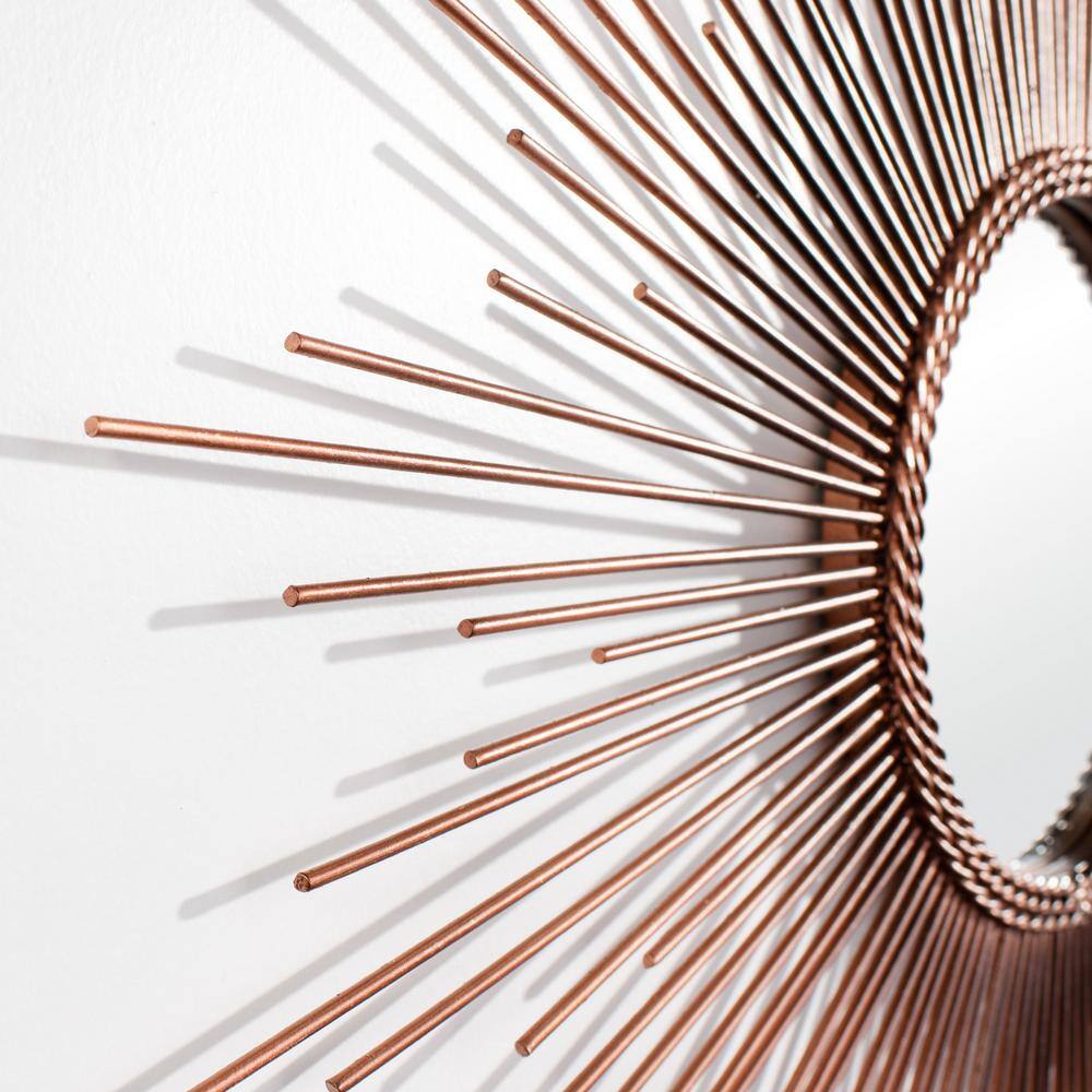 Radiant Lines 30" Round Sunburst Mirror in Metallic Copper