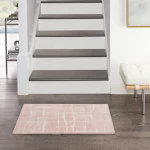 Whimsicle Pink Ivory 2 ft. x 3 ft. Abstract Contemporary Kitchen Area Rug