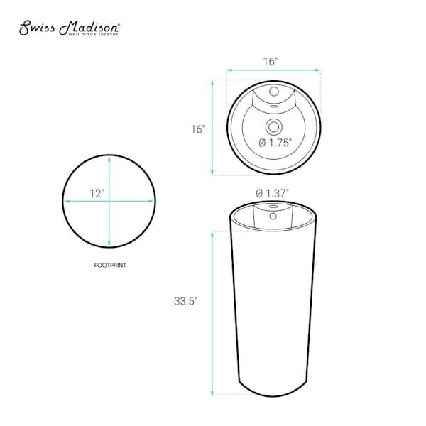 Swiss Madison Monaco Circular Basin Pedestal Sink in Matte
