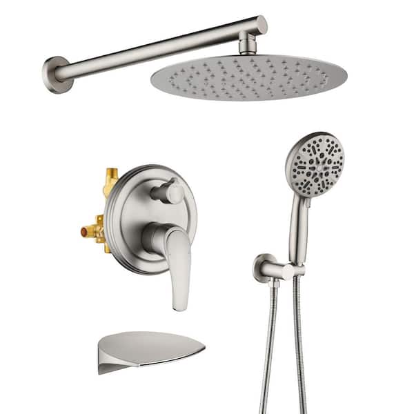 Unbranded Single Handle 1-Spray Tub and Shower Faucet 1.5 GPM with Shower Head in Brushed Nickel (Valve Included)