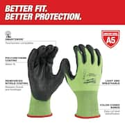 Medium High Visibility Level 5 Cut Resistant Polyurethane Dipped Work Gloves (12-Pack)