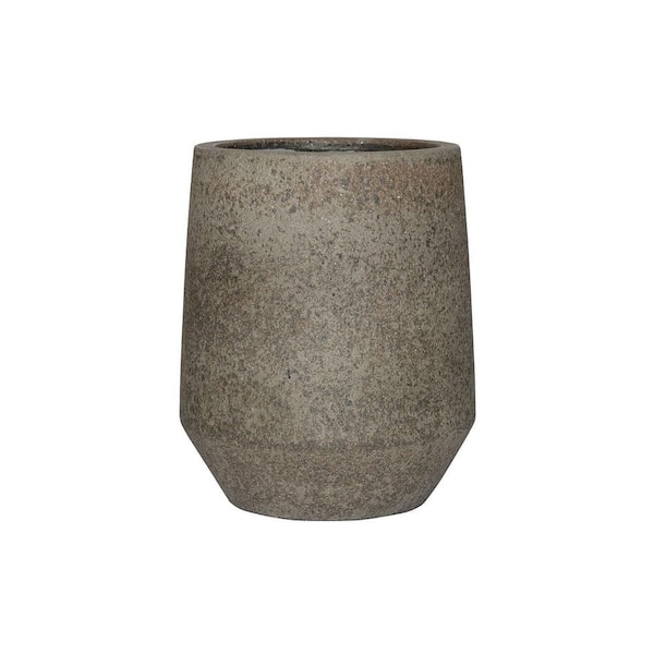 18 in H Harith High S Fiberstone Modern Rustic Planter Indoor/Outdoor, Diorite Grey