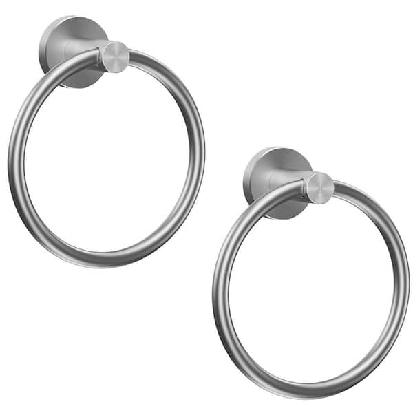 Stainless Steel 2-Pack Wall Mounted Towel Ring with Pivots in Brushed Nickel