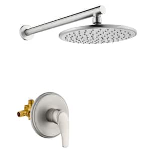 AUE Single-Handle 1-Spray 1.8 GPM High Pressure Shower Faucet with Valve in Brushed Nickel