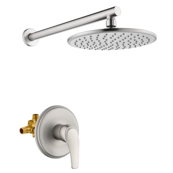 UKISHIRO AUE Single-Handle 1-Spray 1.8 GPM High Pressure Shower Faucet with Valve in Brushed Nickel