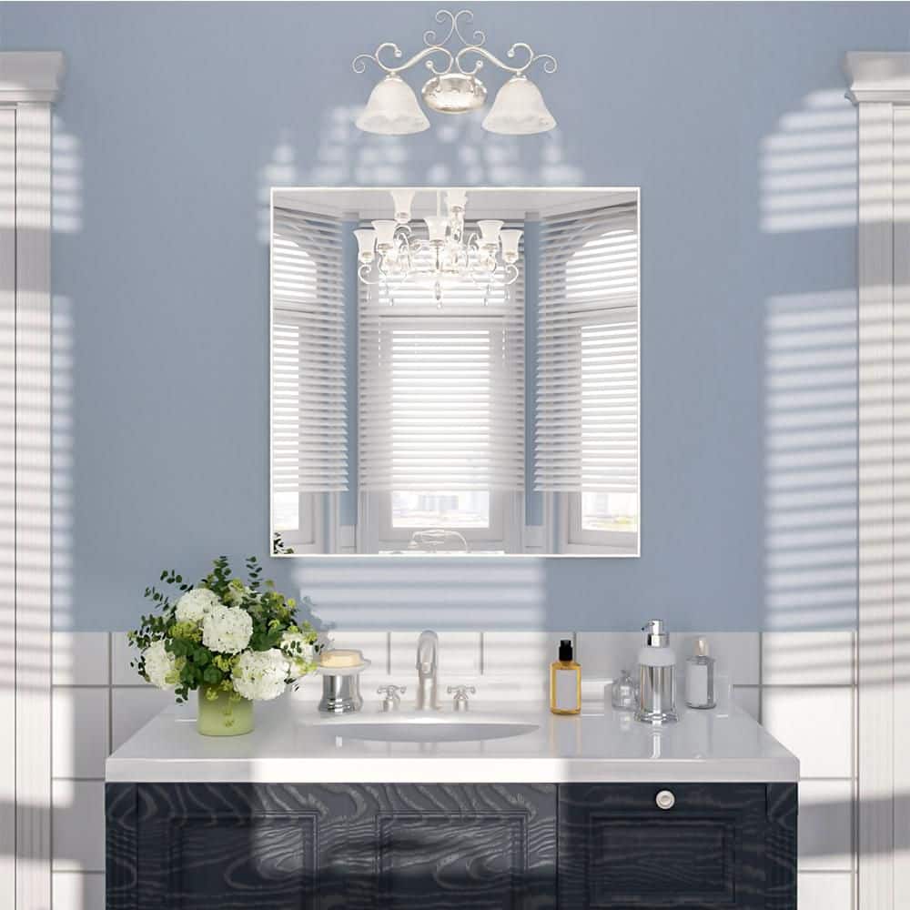 Vespera 30 in. W x 30 in. H Square Framed Wall Bathroom Vanity Mirror in Brushed Nickel price history on PriceWatchPro
