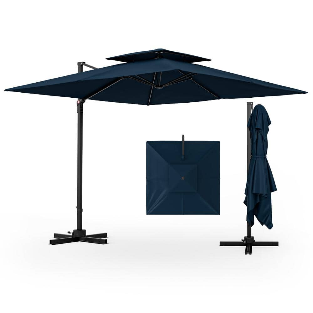 9.5 ft. Cantilever Patio Umbrella with 360-Degree Rotation and Double Top in Navy price history on PriceWatchPro