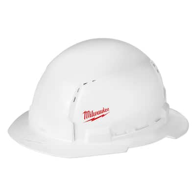 BOLT White Type 1 Class C Full Brim Vented Hard Hat with Small Logo
