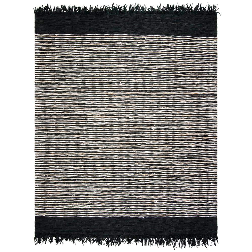 Black and White Striped Cowhide 8' x 10' Area Rug