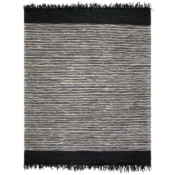 Vintage Leather Black/Multi 8 ft. x 10 ft. Striped Area Rug