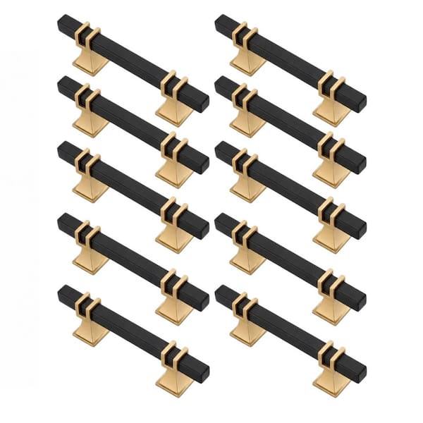 10-Pack 3 in. Black and Gold Cabinet Pulls, Kitchen Cabinet Handles, Dresser Drawer Pulls, Kitchen Cabinet Hardware