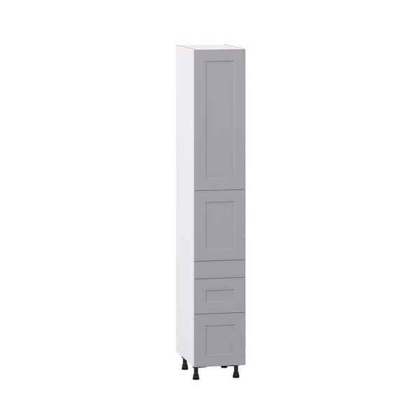 Roseland 15 in. W x 24 in. D x 94.5 in. H Assembled Shaker Pantry Kitchen Cabinet in Slate Gray with 3 Drawers