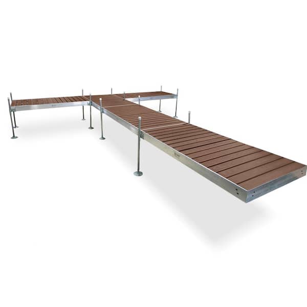 24 ft. T-Shaped Aluminum Frame with Brown Composite Decking Complete Dock Package