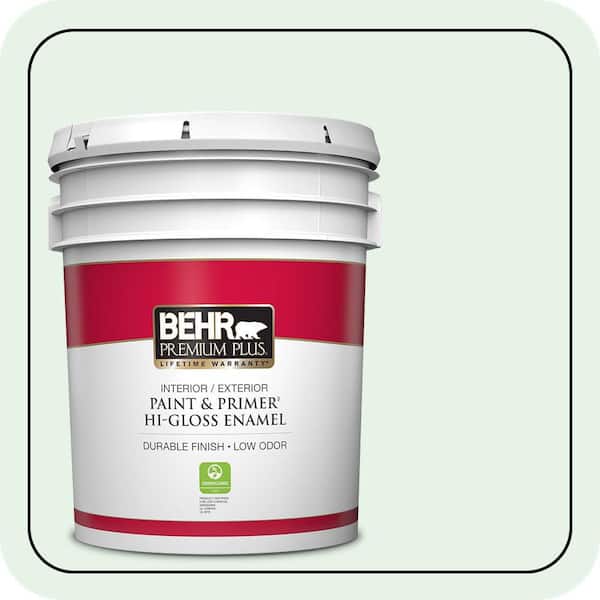 BEHR PREMIUM PLUS 5 gal. #PPL-25 Sign of Spring Hi-Gloss Enamel Interior/Exterior Paint & Primer