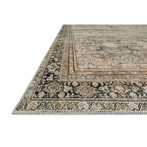 Layla Olive/Charcoal 2 ft. x 5 ft. Distressed Oriental Printed Area Rug