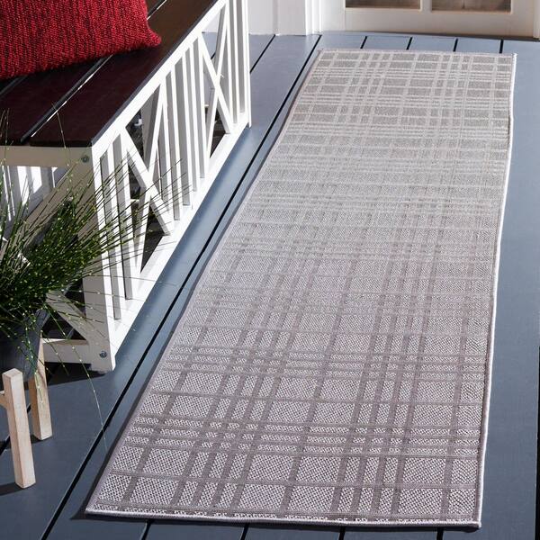 Bermuda Gray 2 ft. x 6 ft. Machine Washable Geometric Latticework Indoor/Outdoor Runner Rug