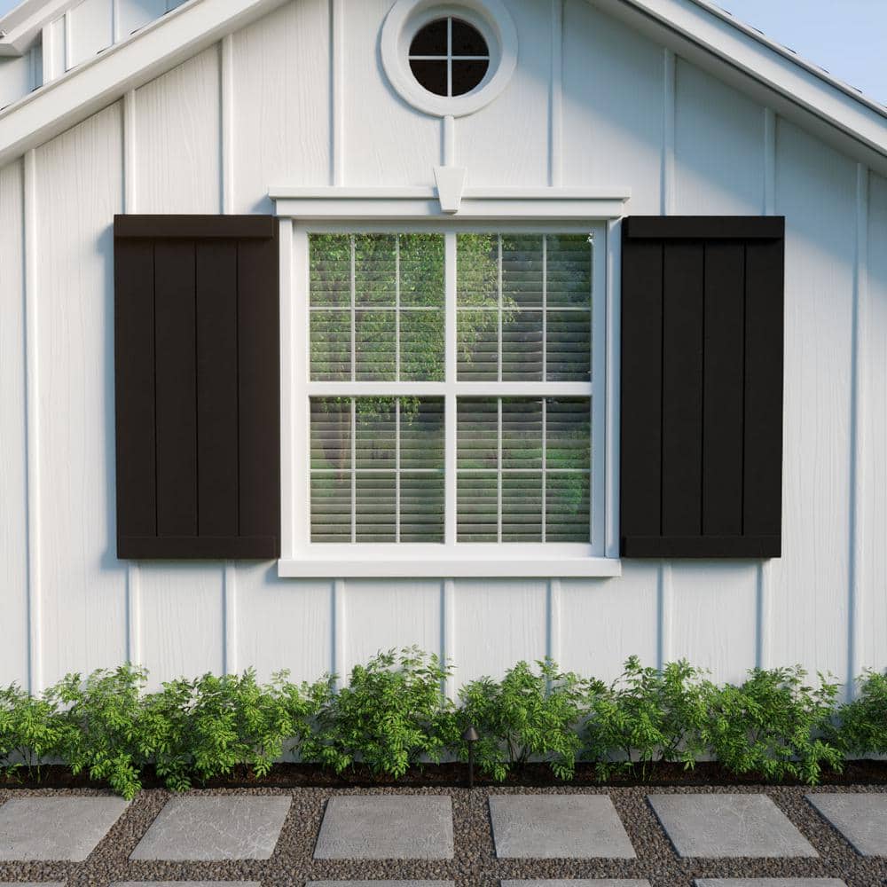 72" Tan Faux Wood Board and Batten Shutters