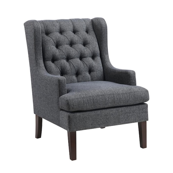 Hosanna Charcoal Gray and Brown Polyester Arm Chair with 4-Legs Base Style