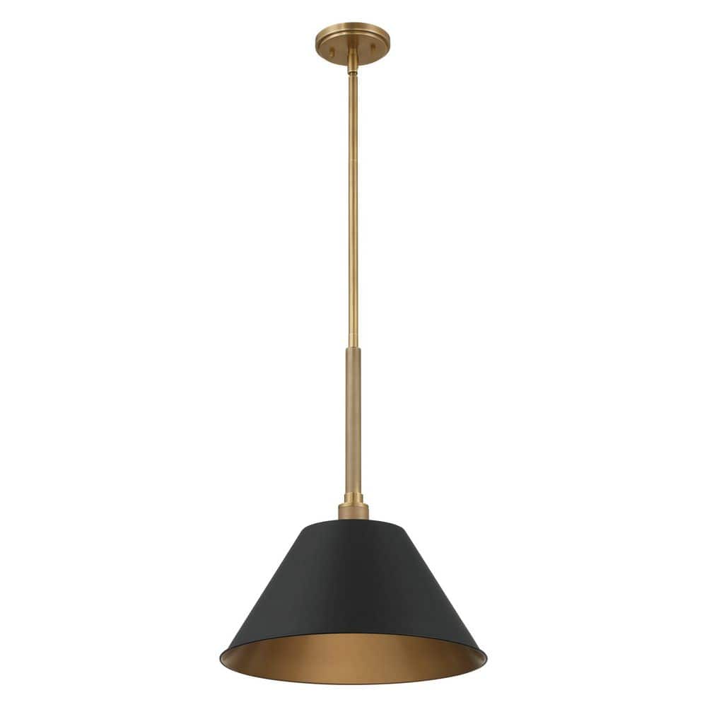 Thesis Mcgill 16-inch 1-light Natural Brass Pendant Light with