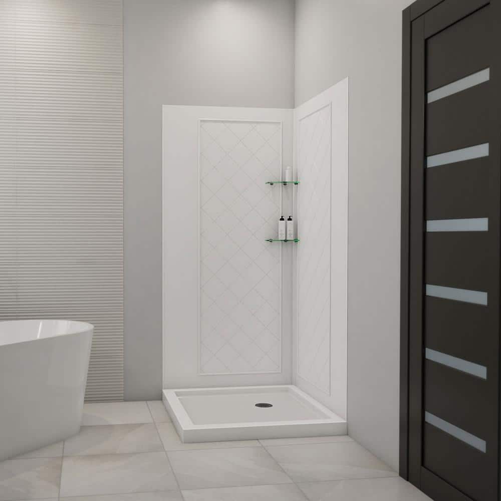 DreamLine Slimline 36 in. x 36 in. Shower Kit in White Shower Base with