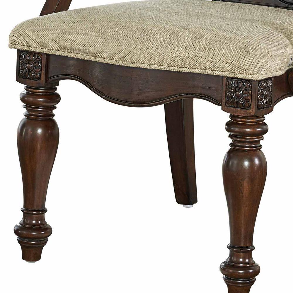 Traditional Warm Brown Pecan Wood Accent Chair