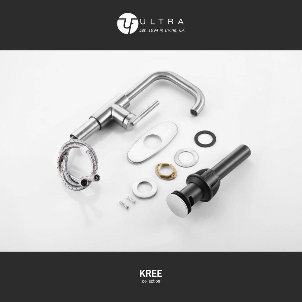 Brushed Nickel Single-Handle Bathroom Faucet with Drain Assembly