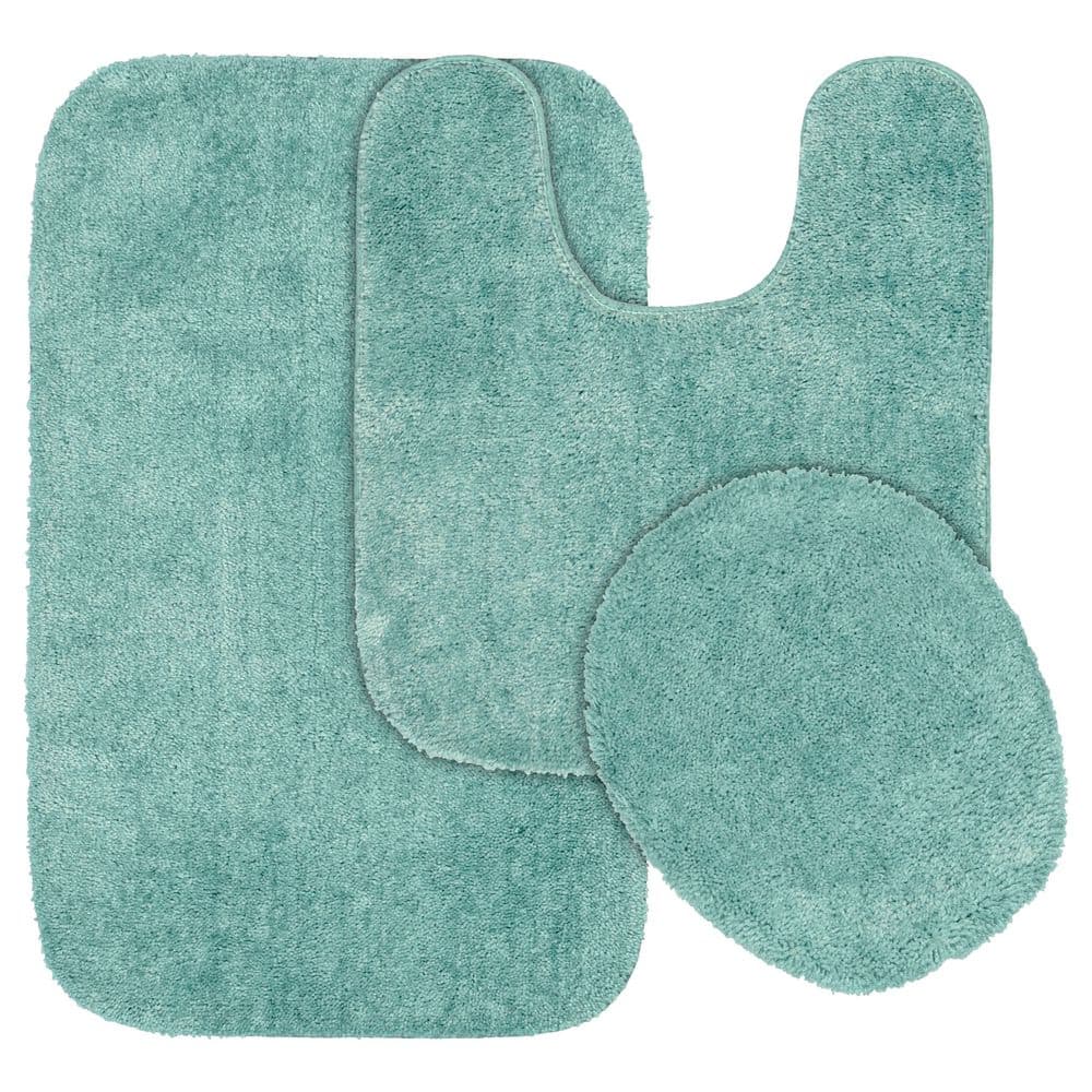 Sea Foam Nylon Traditional 3-Piece Bath Rug Set