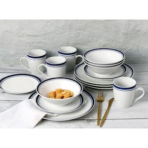 16-Piece Blue Stripe Porcelain Dinnerware Set (Service for 4)