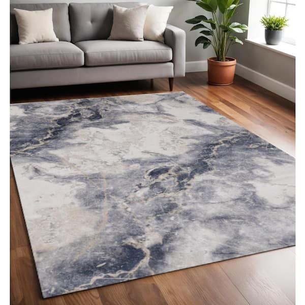 Blue 5 x 8 ft. Woven Abstract Rectangle Indoor Area Rug