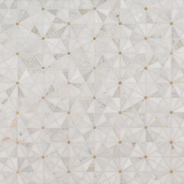 MSI Elegante White Pinweheel 12 in. x 11 in. x 8mm Stone Metal Mesh-Mounted  Mosaic Tile (1 sq. ft. / Each) SMTL-ELEPIN - The Home Depot