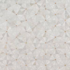 Elegante White Pinweheel 12 in. x 11 in. x 8mm Stone Metal Mesh-Mounted Mosaic Tile (8.5 sq. ft./Case)