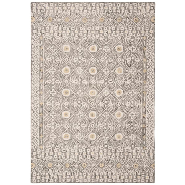 SAFAVIEH Micro-Loop Charcoal/Ivory 3 ft. x 4 ft. Distressed Border Area Rug