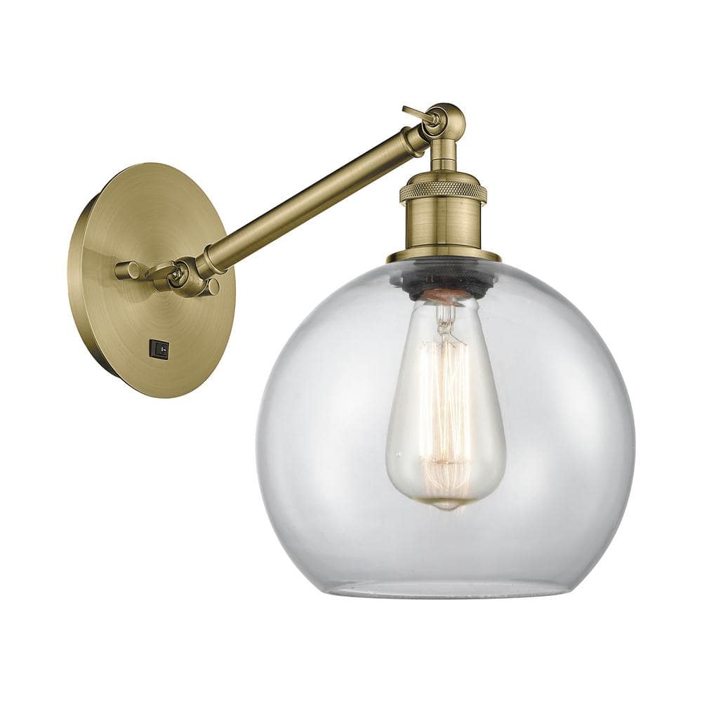 Athens 1-Light Antique Brass, Clear Wall Sconce with Clear Glass Shade price history on PriceWatchPro