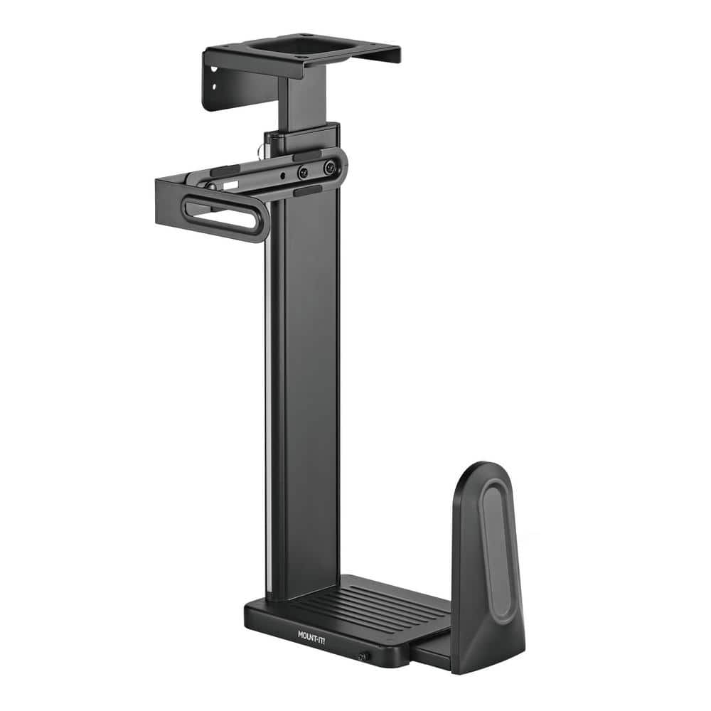 Black Adjustable Steel Under Desk and Wall CPU Mount