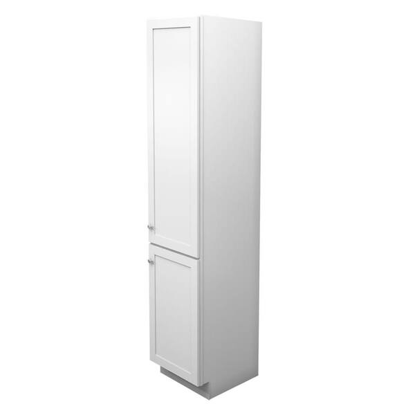 KraftMaid 18 in. W x 88-1/2 in. H x 21 in. D Vanity Bathroom Linen Storage Tower Cabinet in Dove White
