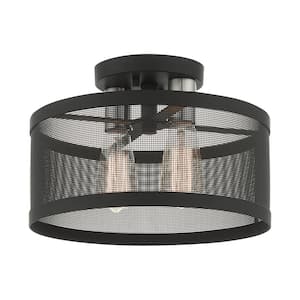Industro 2 Light Black with Brushed Nickel Accents Semi Flush Mount