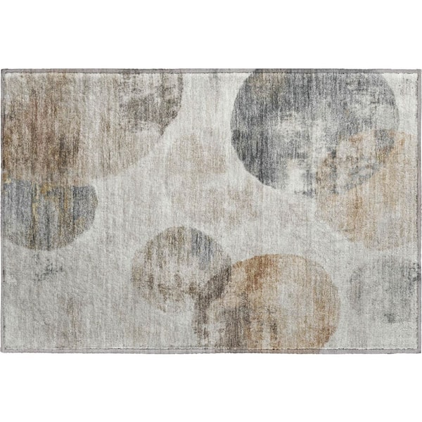 Mayfield Premium Machine Washable Abstract AMF2346 Taupe 3 ft. x 4 ft. Area Rug
