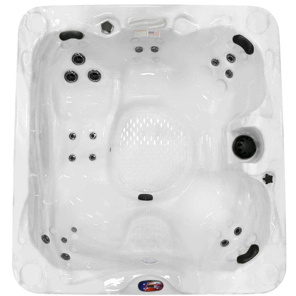 White Acrylic Square 6-Person Hot Tub with Titanium Heater