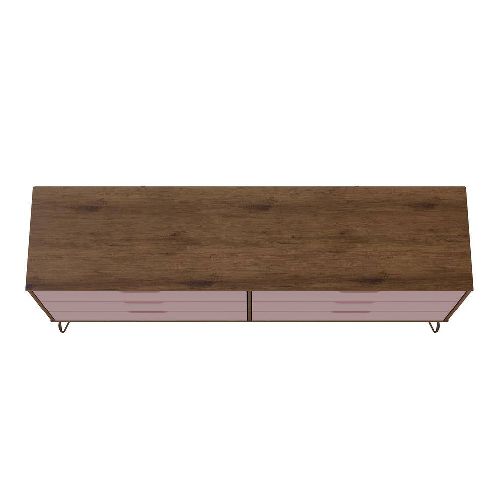 Rose Pink Double 6-Drawer Dresser with Hairpin Legs