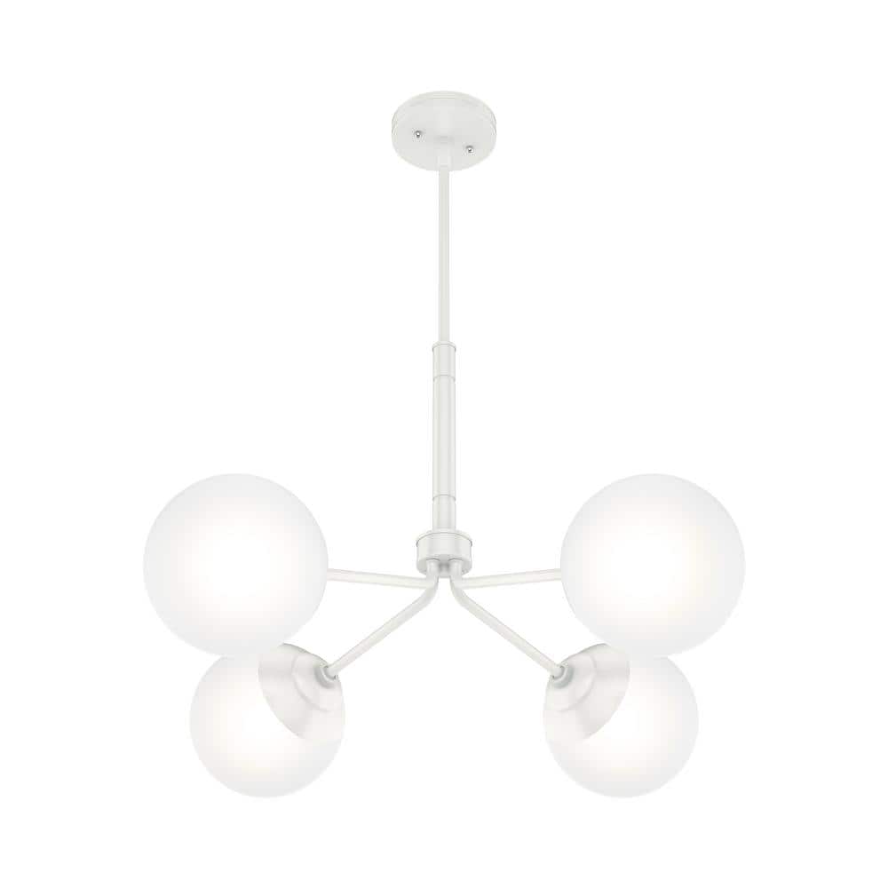 Matte White 4-Light Sputnik Chandelier with Glass Globes