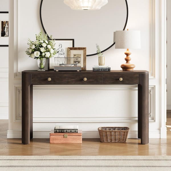Harper & Bright Designs Rustic 52 in. Espresso Rectangle Wood