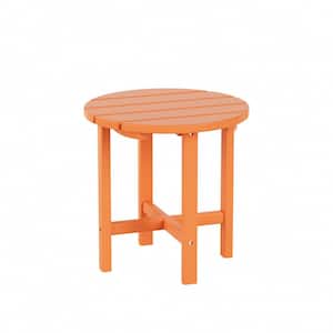 Mason 18 in. Orange Poly Plastic Fade Resistant Outdoor Patio Round Adirondack Side Table
