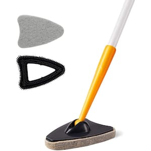 6 in. Tub Tile Scrubber Brush 2 in 1 Cleaning Toilet Brush Pole Stiff Bristles Scouring Pads for Cleaning Bathroom