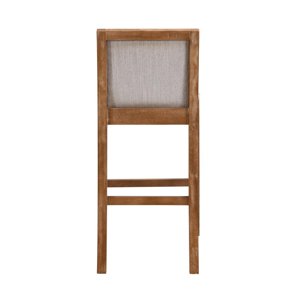 Modern Beige Fabric Counter Stools with Rubberwood Frame, Set of 2