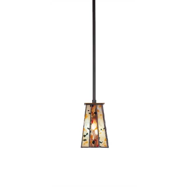 Unbranded Aspen 100 W 1-Light Dark Granite Standard Mini Pendant Light with Glass Shade