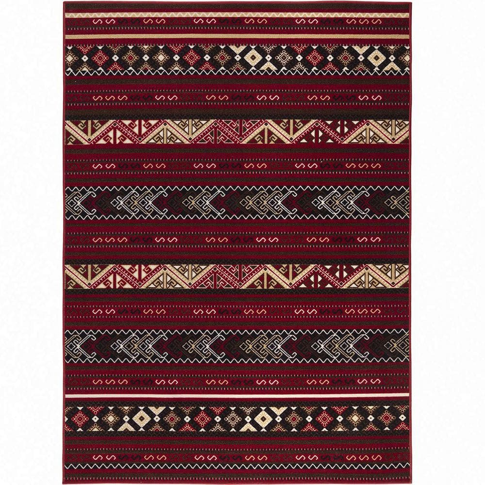 Red Polypropylene 6 ft. 7 in. x 9 ft. Geometric Indoor Area Rug