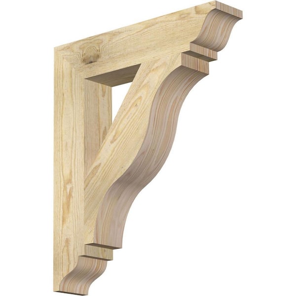 Ekena Millwork 4 in. x 24 in. x 20 in. Douglas Fir Funston Traditional Rough Sawn Bracket