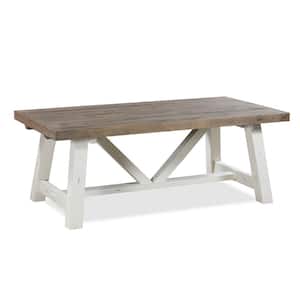 Jordanelle 78 in. Rectangle Rustic Brown and White Wood Top with Wood Frame Dining Table (Seats 6)