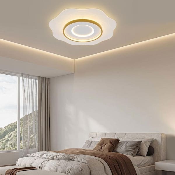 OUKANING 23.62 in. 1-Light White Modern Creative Wave Design