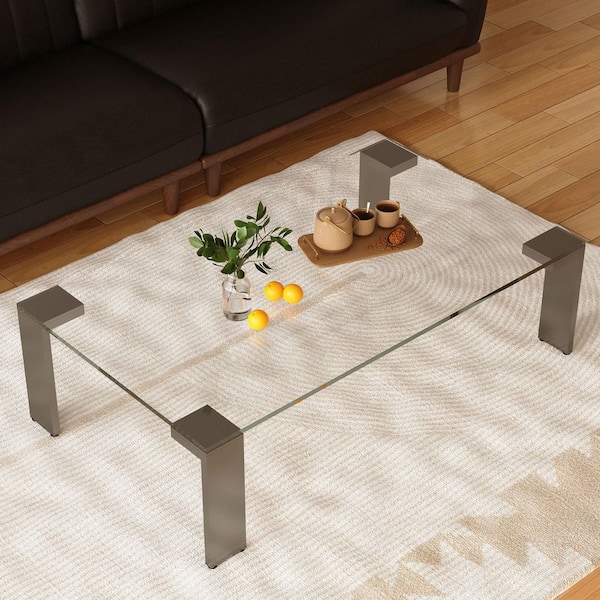 47.2 in. White Rectangle Glass Coffee Table